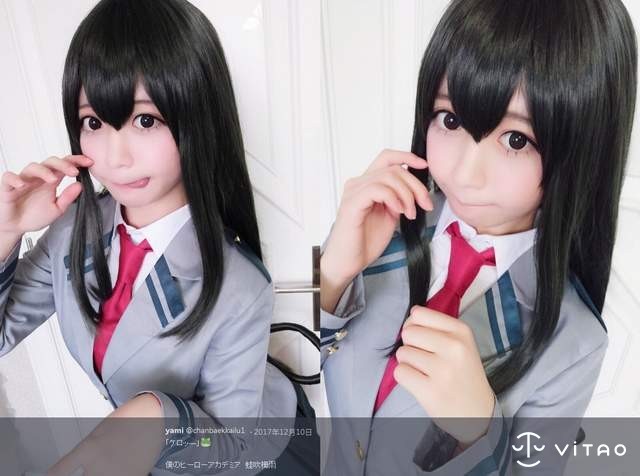 萌妹子yami Cosplay蛙吹梅雨 眼镜娘内衣写真美到爆炸